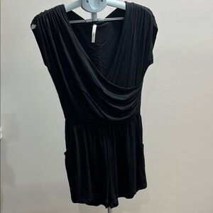 Gilli Black Draped V-Neck Romper